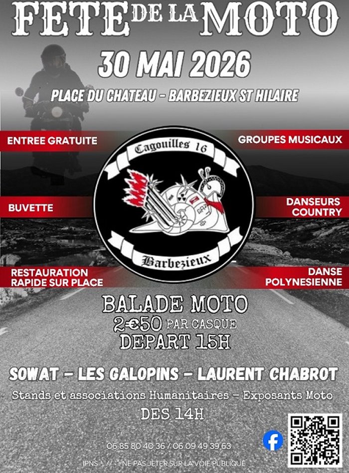 F&Ecirc;TE DE LA MOTO CLUB MOTO CAGOUILLES 16 &agrave; Barbezieux-Saint-Hilaire (16300 Charente) le 30/05/26
