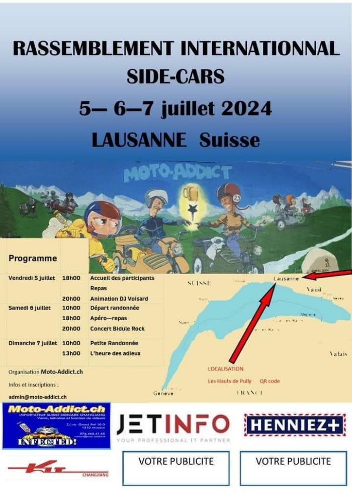 RASSEMBLEMENT INTERNATIONNAL SIDE-CAR à Lausanne (1000 Suisse) du 05/07/24 au 07/07/24