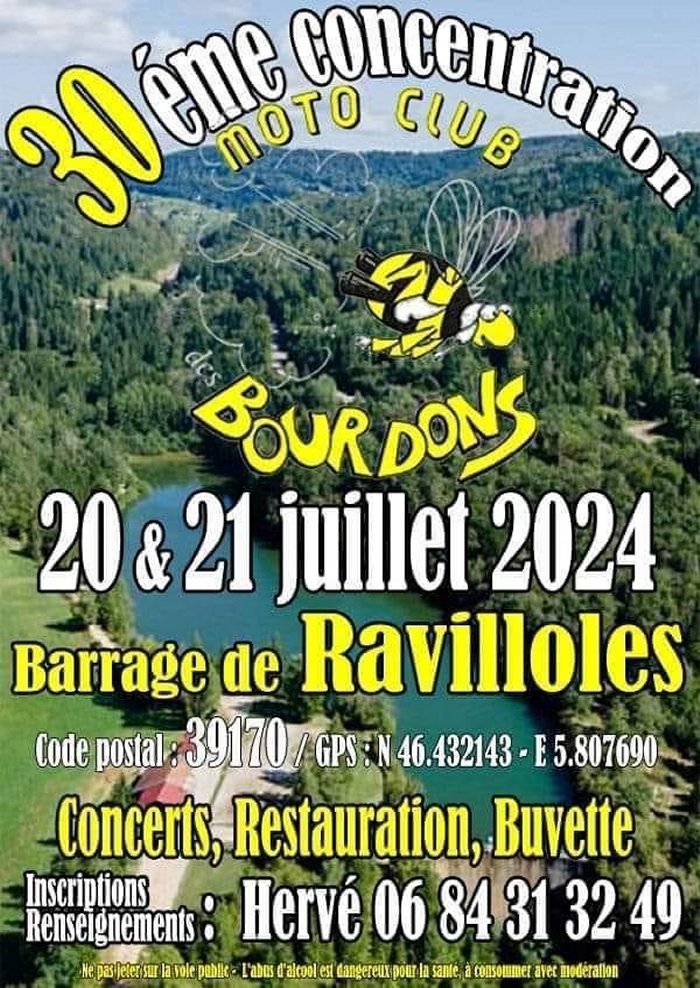 30ème CONCENTRATION MOTO CLUB BOURDONS à Ravilloles (39170 Jura) les 20-21/07/24