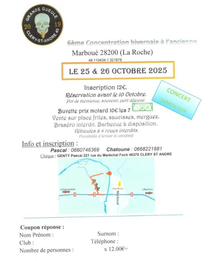 6ème CONCENTRATION HIVERNALE À L'ANCIENNE à Marboué (28200 Eure-et-Loir) les 25-26/10/25