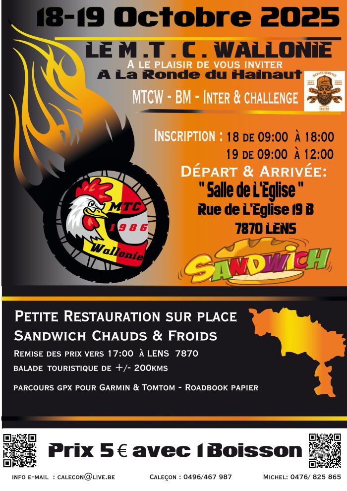 RONDE DU HAINAUT à Lens (7870 Belgique) les 18-19/10/25
