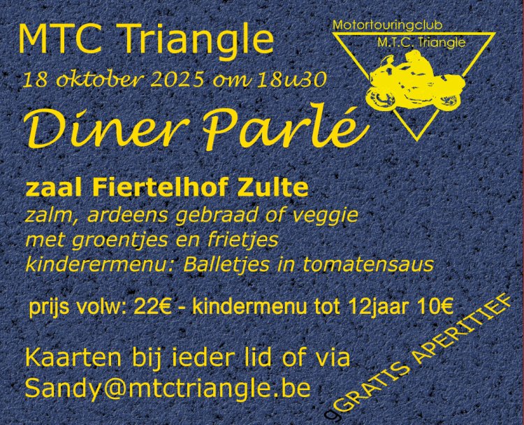 DINER PARLÉ MTC TRIANGLE te Zulte (9870 België) van 18/10/25