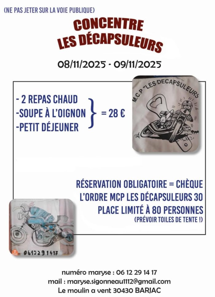 CONCENTRE LES DÉCAPSULEURS à Barjac (30430 Gard) les 08-09/11/25