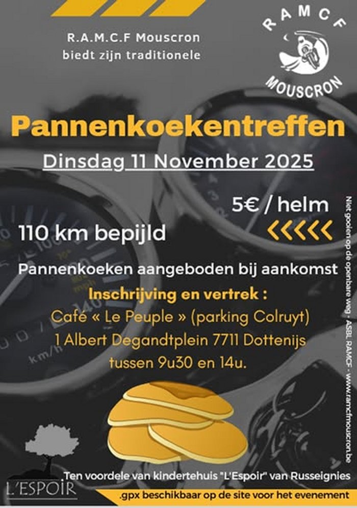 PANNENKOEKENTREFFEN te Dottenijs (7711 België) van 11/11/25