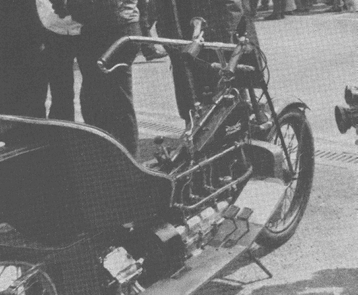 A 1911 Wilkinson, a very advanced design made by the sword people and featuring a four-cylinder water-cooled engine, shaft drive and armchair seating.