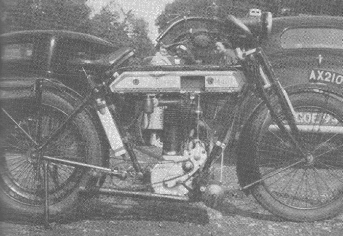 The famous Rudge Multi of 1914. This is a single-cylinder example, one of the largest such engines ever made, of 750 cc. Starting by chain and pedals was accomplished with the machine on the stand.