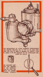 En haut: Les carburateurs de course possèdent généralement une aiguille déportée sur le côté de la prise d'air pour que rien ne gêne le passage de celui-ci. Voici le Amal T 10 RN employé sur de nombreuses machines de course. En bas: On rencontre parfois des aiguilles et des boisseaux usés de cette manière. Un remplacement s'impose.