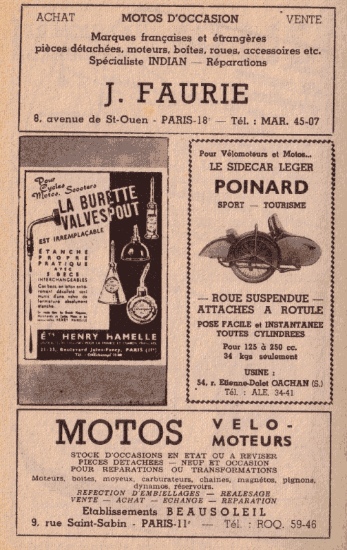 Publicité illustrant le Vade-Mecum du Motocycliste.