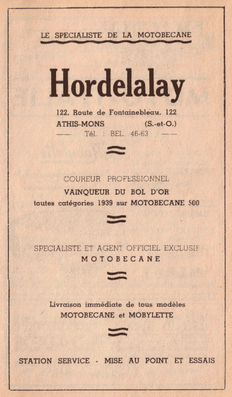 Publicité illustrant le Vade-Mecum du Motocycliste.
