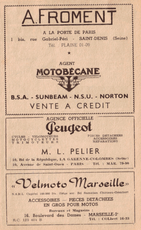 Publicité illustrant le Vade-Mecum du Motocycliste.