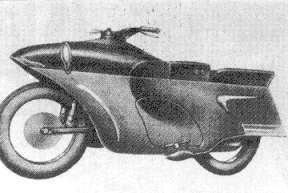 Les constructeurs Japonais se sont également intéressés à la moto carrossée, témoin ce prototype réalisé en 1957 et dénommé Martin.