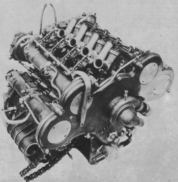 Le magnifique moteur de la Guzzi 500 cc 8 cylindres dont la carrière a été stoppée prématurément.