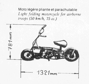 Moto légère pliante et parachutable.