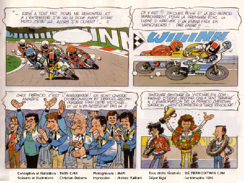 Bleu-Blanc-Jaune les couleurs de la Victoire ! Moto Pernod 250