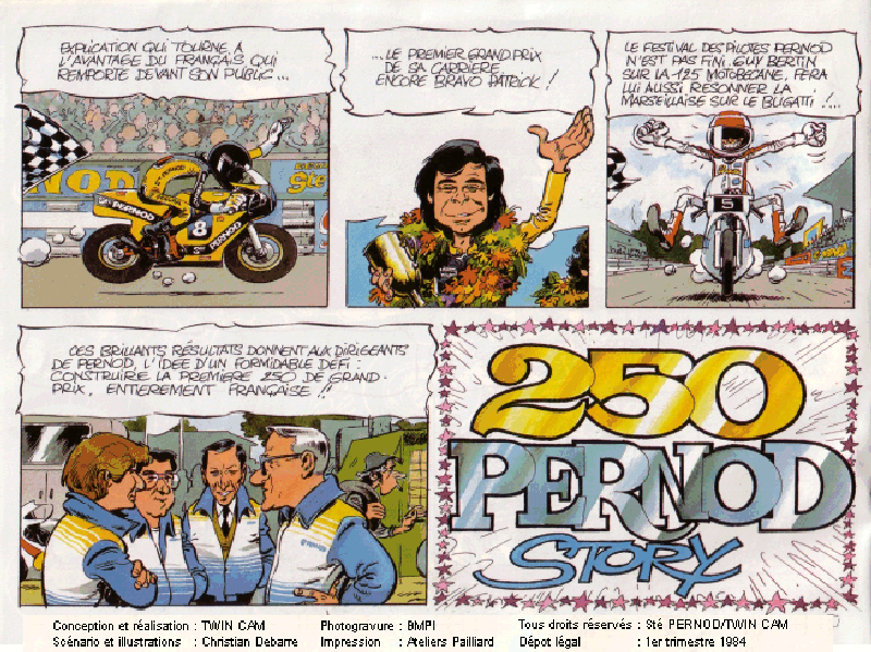 Bleu-Blanc-Jaune les couleurs de la Victoire ! Moto Pernod 250