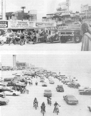 La plage de Daytona aujourd'hui, 44 ans après, envahie par les trucks et les choppers, délirant. Il y en a autant en ville, le spectacle est permanent.